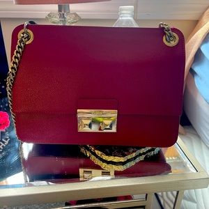 FURLA deep red purse NEW WITH TAGS!! Beautiful chain straps.